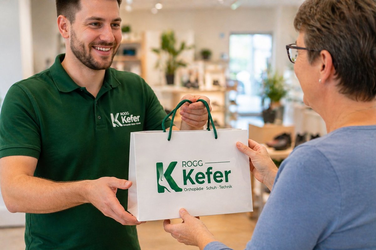 Rogg Kefer Einkaufstüte Übergabe